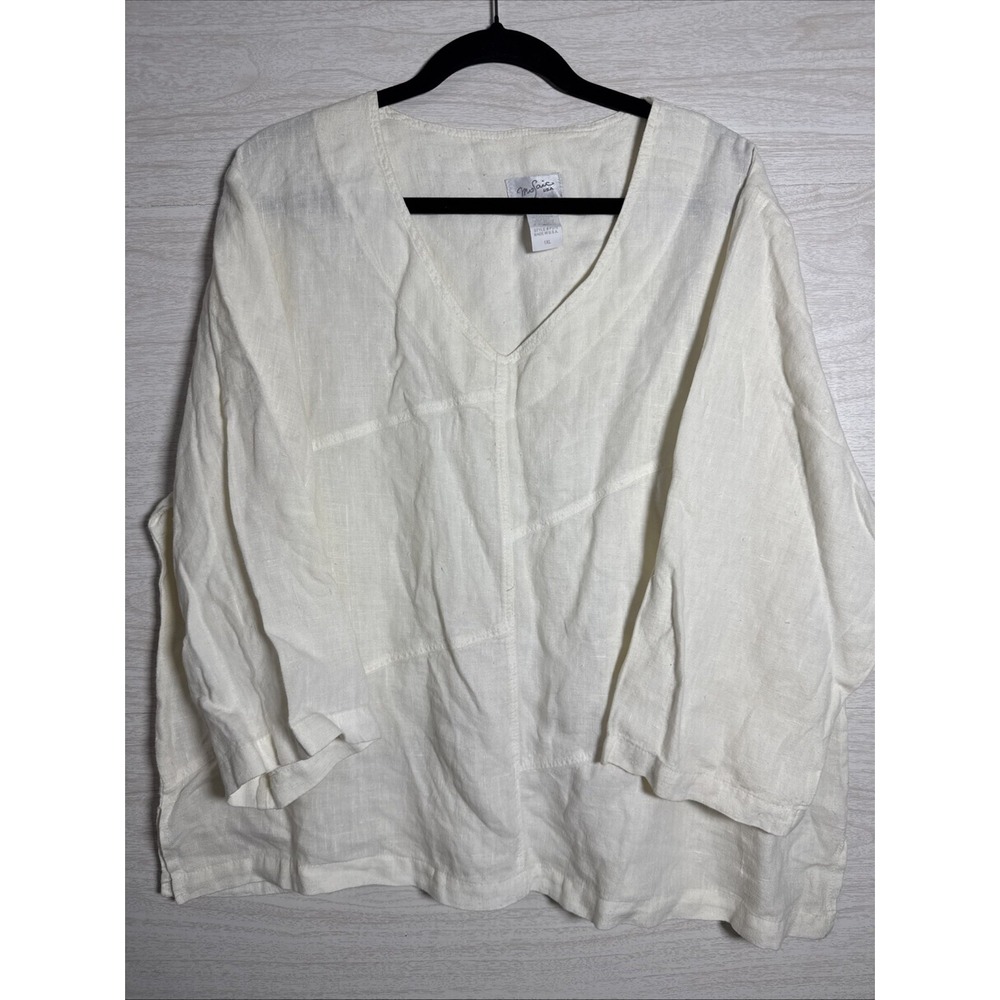 Mosaic USA Cream blouse 100 % Linen S 1xl